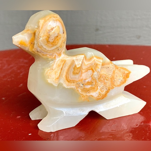 Vintage Hand Carved Artisan Onyx Marble Stone Duck Bird Figurine Statuette - Picture 3 of 16